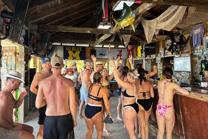 Rose Island Boat Party, Beach Getaway & Floating Bar - Stop Three: Atholl Island Hideaway Floating Bar and Water-Sports Time